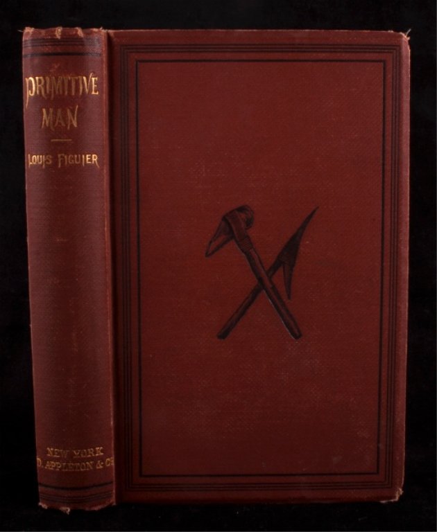 Primitive Man by Lois Figuier: This is "Primitive Man" by Louis Figuier. The book was published in 1871. The book provides a history of man from the Stone Age to the Iron Age. The book is in acceptable condition. It show binding da