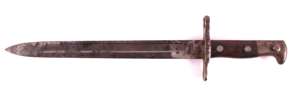 WWI German Made Swiss Army M1889 Bayonet: This is a WWI German made Swiss Army M1889 Schmidt Rubin bayonet. The bayonet is marked "Waffenfabrik Neuhausen". The bayonet is in good overall condition. It does show some rust and pitting. It measu