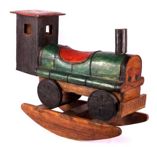 Antique Hand Carved Wooden Rocking Train