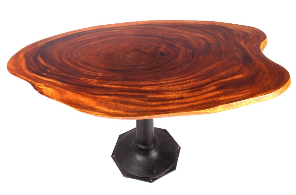 Antique Vintage Rose Wood Saloon Table: This is a unique piece that shows a cast iron pedestal base with rare believed to be Rose Wood top. The tree this came from was over 50 years old and possibly even 100. The top has exquisite wood grai