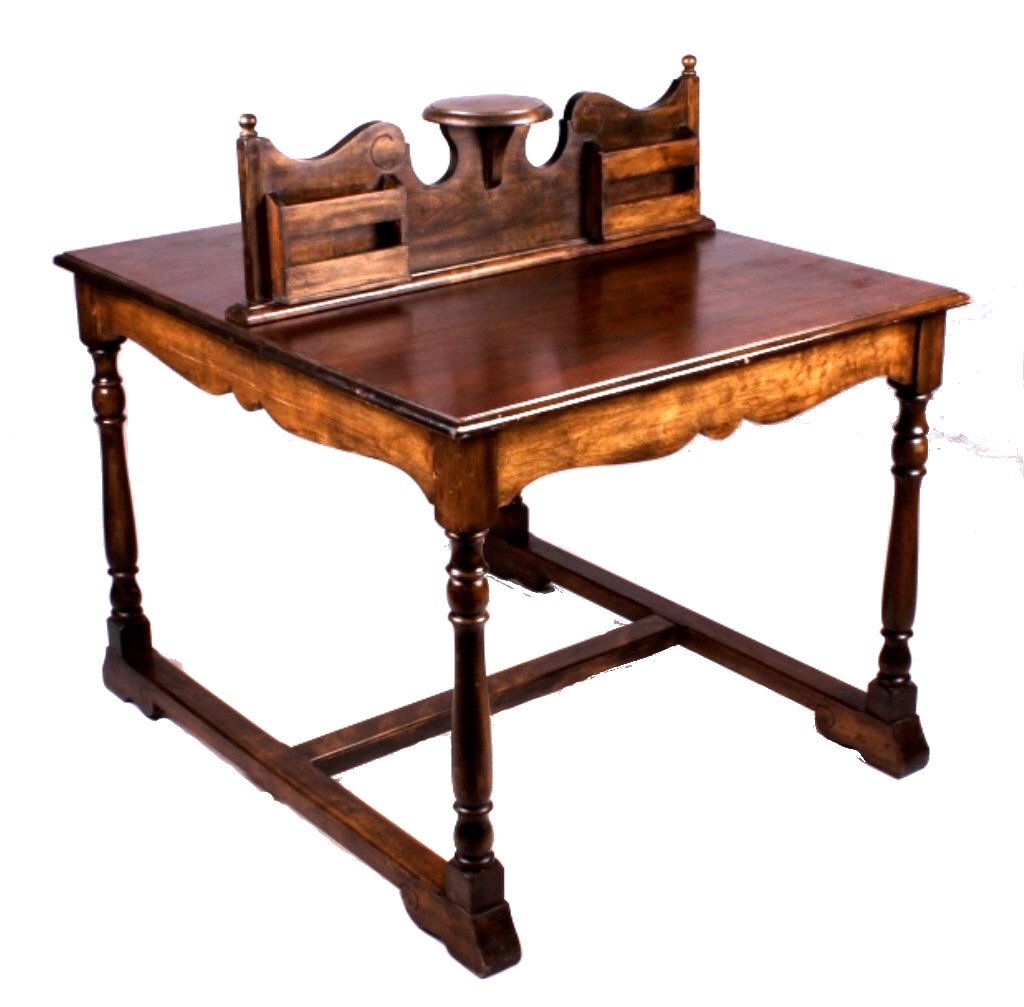 Old Faithful Inn Yellowstone Park Table early 1900: This lot features an antique wooden table from the Old Faithful Inn in Yellowstone National Park. The piece is from the early 1900's, rare. This table was just inside the main entrance to the Inn for
