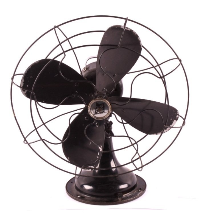 Antique Robbins & Myers Oscillating Fan: This is an antique Robbins & Myers oscillating fan. The fan operates at three speeds and has an oscillating feature. The fan shows good cosmetic condition and is in good working condition. It measures