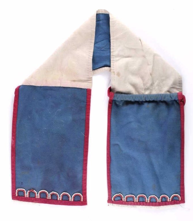 Crow Beaded Horse Saddle Beaded Sash: The piece would have been part of a horses full war dress and would have been under the saddle across the back area. The piece is from the Crow Native American Indians early 1900. The piece shows glas