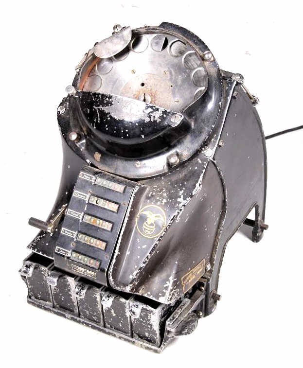 Antique Standard Johnson Co. F1 Coin Sorter: This is an original Standard Johnson Inc. Model F1 No. 312 coin sorter circa 1920's. The antique coin sorter has both the brass tags and appears to be mostly complete (view pictures for condition and 