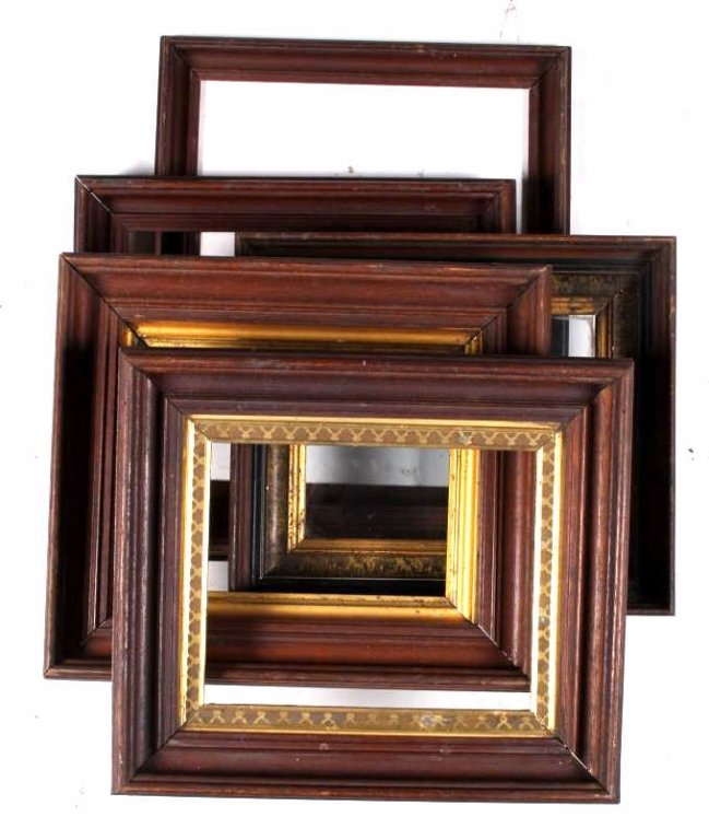Antique Wood & Gilt Frame Collection: The collection includes five antique solid wood picture frames. Each frame is slightly different and would accent any homes decor. Largest measures 14.5"x17".