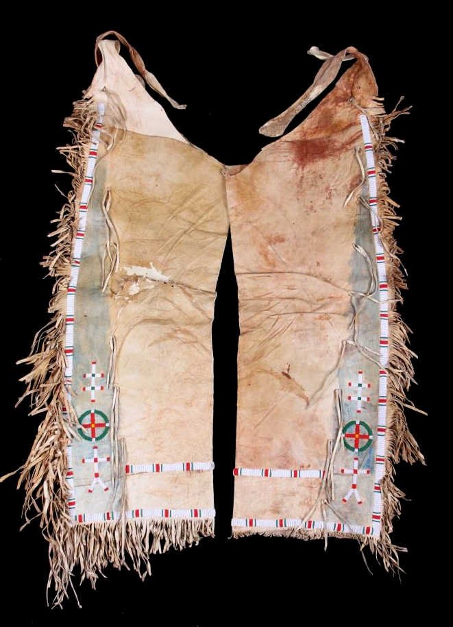 Crow Beaded & Polychrome Painted Leggings c. 1933 (1 of 10)