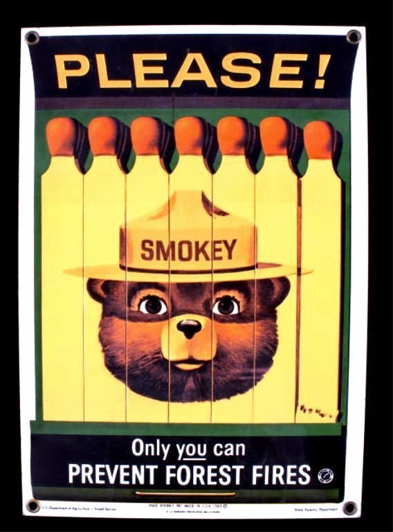Smokey Bear U.S. Forest Service Porcelain Sign (1 of 6)