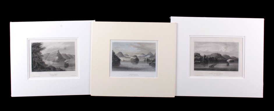 1850's Mississippi River Lithograph Collection: This is a collection of three lithographs of the Mississippi River from the 1850's. One of the lithographs is German and the other two were published by Herrman J. Meyer. All three lithographs are in 