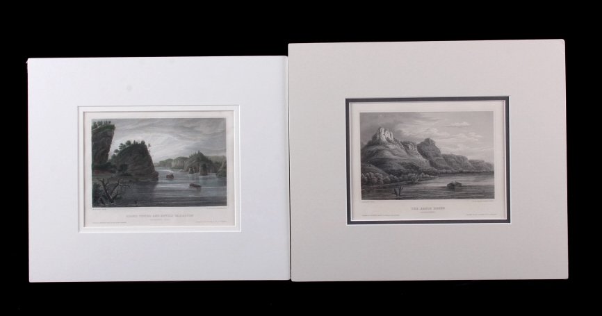 1850's Mississippi River Lithograph Collection: This is a pair of Mississippi River lithographs of the Mississippi River from the 1850's. The lithographs were published by Herrman J Meyer and show Grand Tower and Devil's Bakeoven and the Eagle Rock