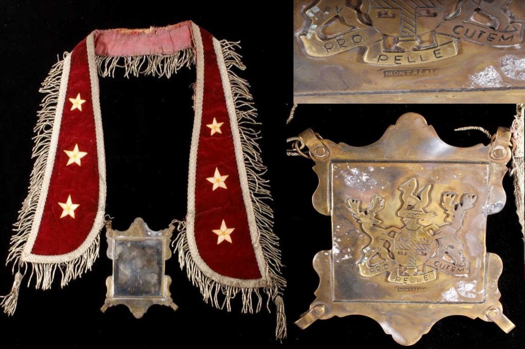 Hudson Bay Co. Silver Mirror Gorget c. 1680-1820: This is an excellent Montreal Hudson Bay Fur Co. signed German silver early double sided mirror gorget from circa 1680-1820. The piece is hallmarked, “MONTREAL”, “HBCo” and twice “WS”. The