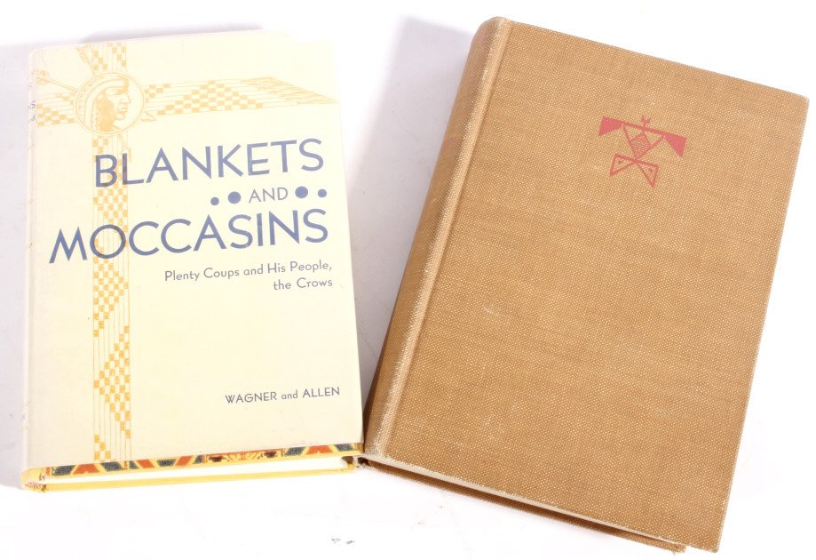 Pair of Native American Books 1st Editions: This lot contains a pair of 1st Edition books on Native Americans. These books are in very good condition. One is "Blankets and Moccasins" by Glendolin Damon Wagner and Dr. W.A. Allen, and "American" 