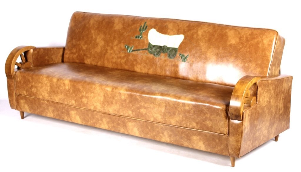 Southwestern Wagon Wheel Vinyl Couch C 1960 S Nov 12 2016