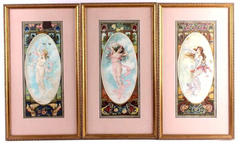 1905 Anheuser Busch Calendar Lithographs: This is a set of three Anheuser Busch calendar lithographs from 1905. Each lithograph reperesents a different season. Included are the Spring, Summer, and Fall prints. Each piece is marked "Copyright 