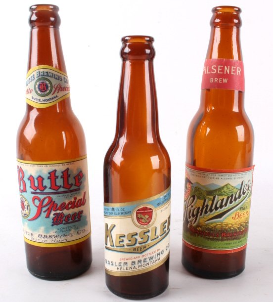 Collection Of Rare Montana Beer Bottles: This lot features a collection of rare Montana beer bottles. The bottles are all in good condition for their age, all the labels are securely attached with only two corner showing signs of lifting and