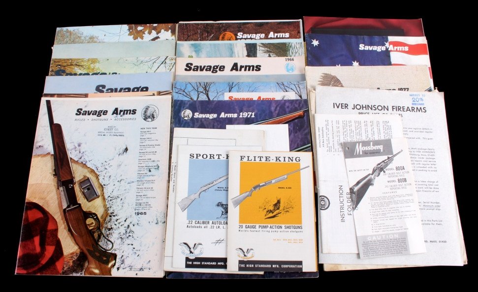 Savage Arms Catalog Collection: This is a collection of Savage Arms catalogs from the 1950's to the 1970's. The collection also includes ephemera from Iver Johnson, Harrington & Richardson, Mossberg, and High Standard. The catalogs 