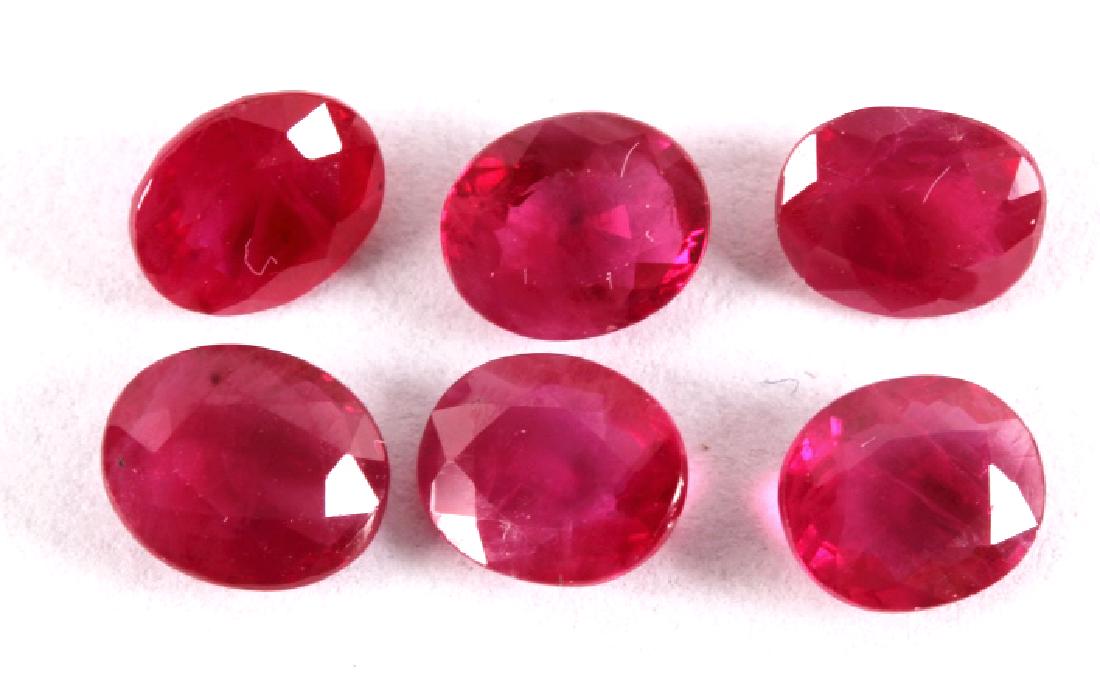 4.6ct. Burmese Ruby Gemstone Collection: This is a collection of six Burmese ruby gemstones. Each one is oval cut and faceted. The gemstones are well matched in color and clarity. They are all in good condition. Each one measures approximate