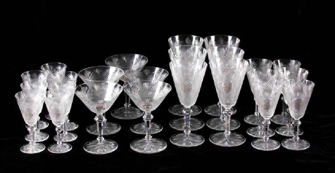Antique Baccarat Fine Crystal Stemware Collection: This is a collection of Baccarat fine crystal stemware. All the stemware is Nonancourt Pattern. Included are 6 wine glasses, 5 martini glasses, 4 small champagne flutes, and 6 medium champagne flutes.