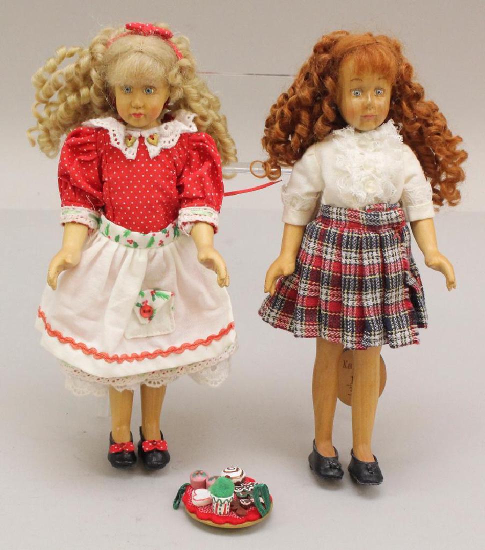PAIR OF MINT 9" ALL ORIGINAL RAIKES WOODEN DOLLS: HOLLY (1 of 1)