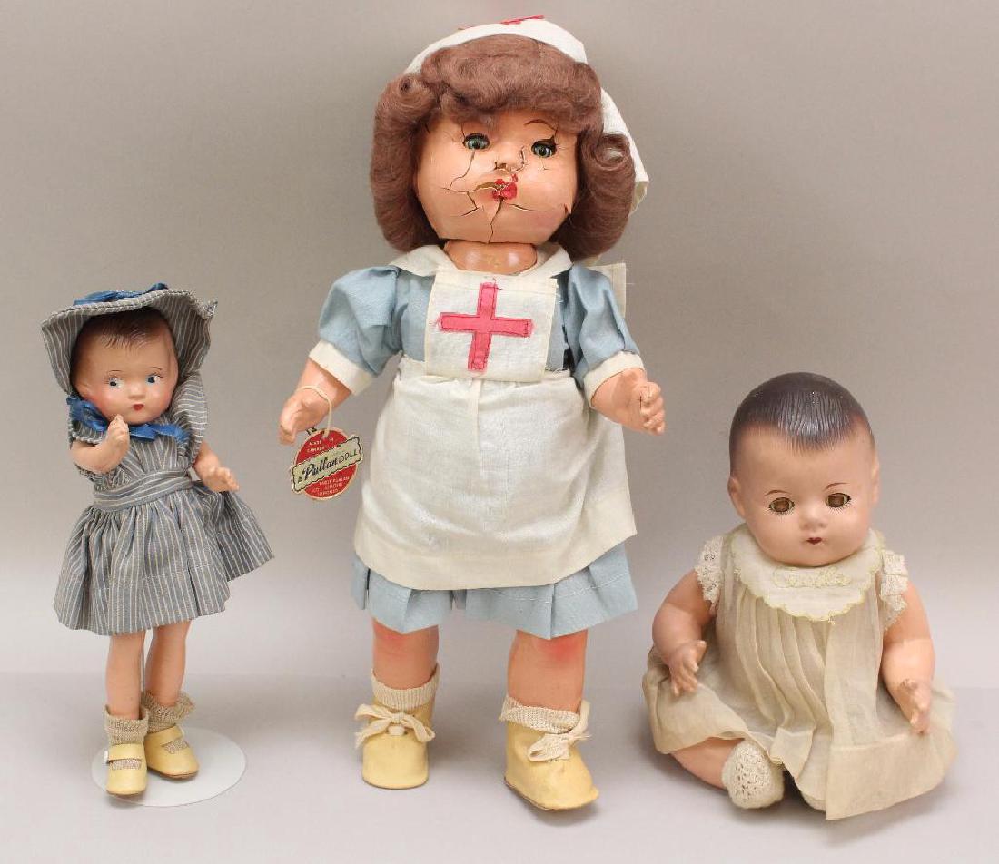 LOT OF (3) ALL ORIGINAL COMPOSITION DOLLS. (1 of 6)