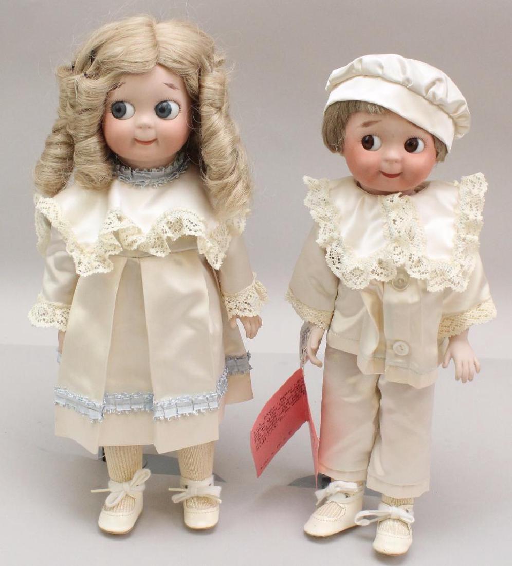 PAIR OF 14"  REPRODUCTION J.D.K. 221 GOOGLY DOLLS. (1 of 2)