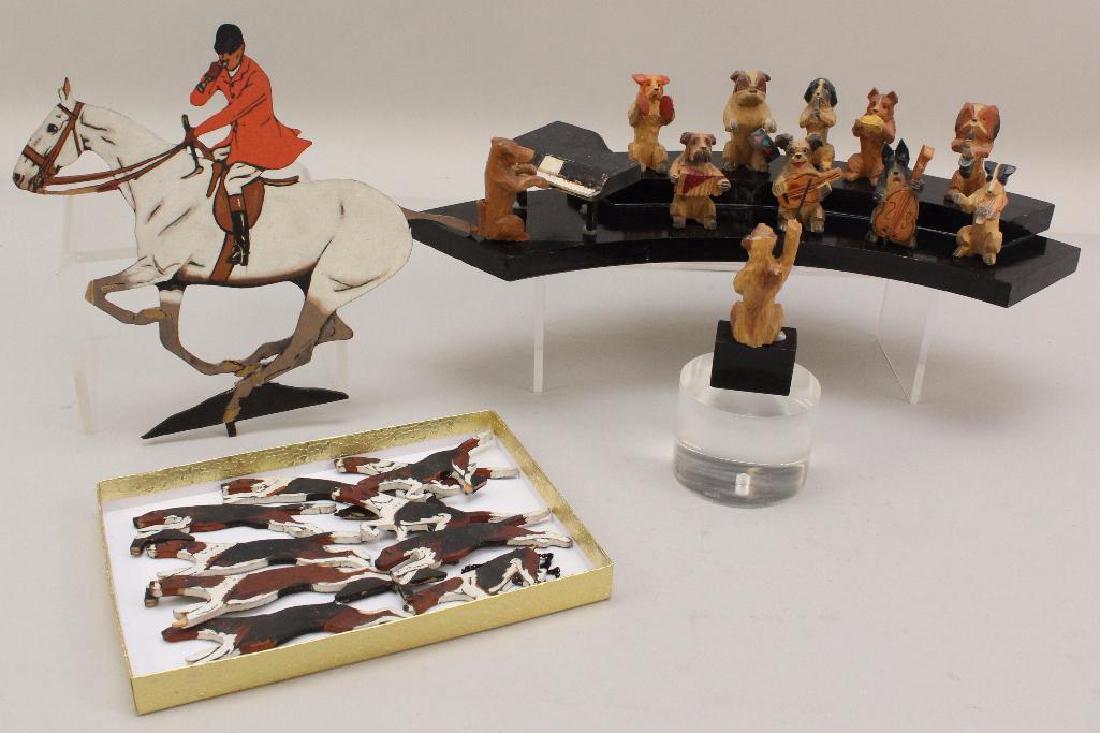 LOT: (11) MEMBER HAND CARVED WOODEN DOG ORCHESTRA, (1 of 3)
