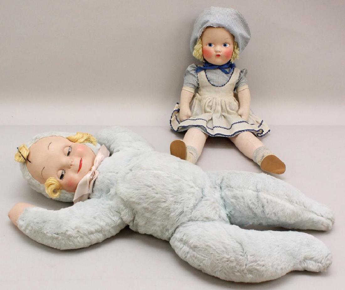 PAIR OF ALL ORIGINAL UNMARKED CLOTH MASK FACE DOLLS. (1 of 3)