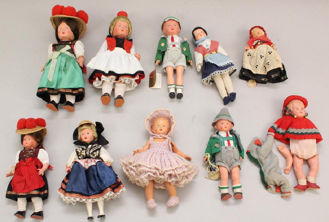 LOT OF (10) ALL ORIGINAL CELLULOID DOLLS. (1 of 2)