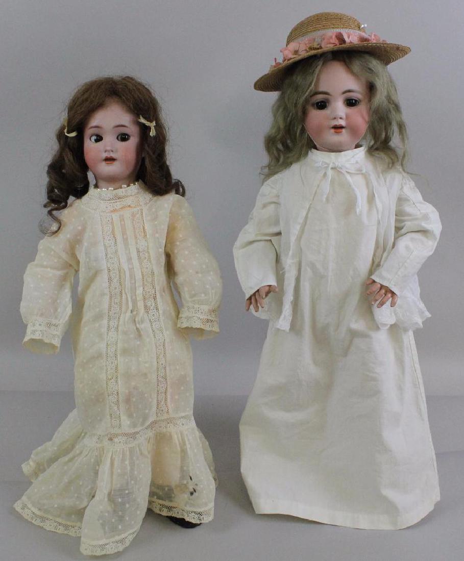 PAIR OF ANTIQUE BISQUE HEAD DOLLS: 19" HEINRICH (1 of 5)