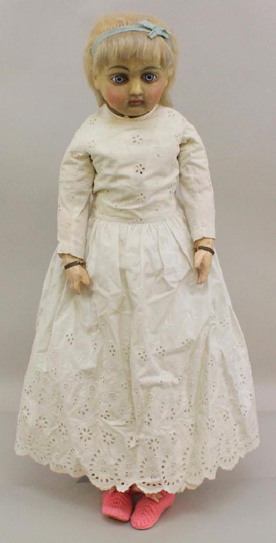 29" UNMARKED  1860's - 1900 WAX OVER PAPIER MACHE (1 of 2)