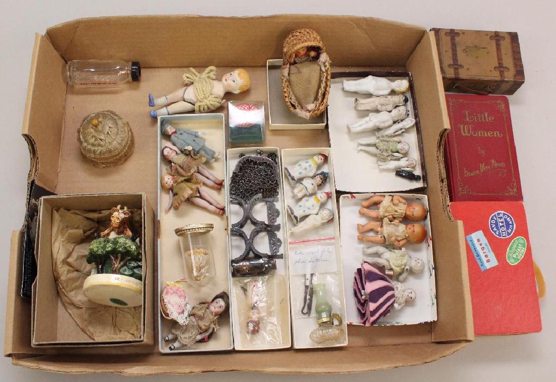 LOT OF ANTIQUE & VINTAGE MINIS: DOLLS, ACCESSORIES, (1 of 5)