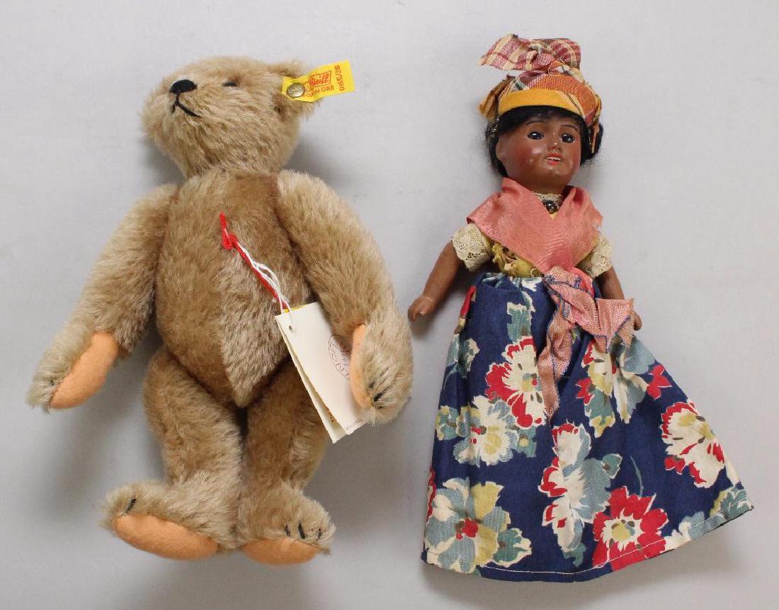 LOT:  MOHAIR STEIFF TEDDY BEAR, BLACK UNIS FRANCE (1 of 2)