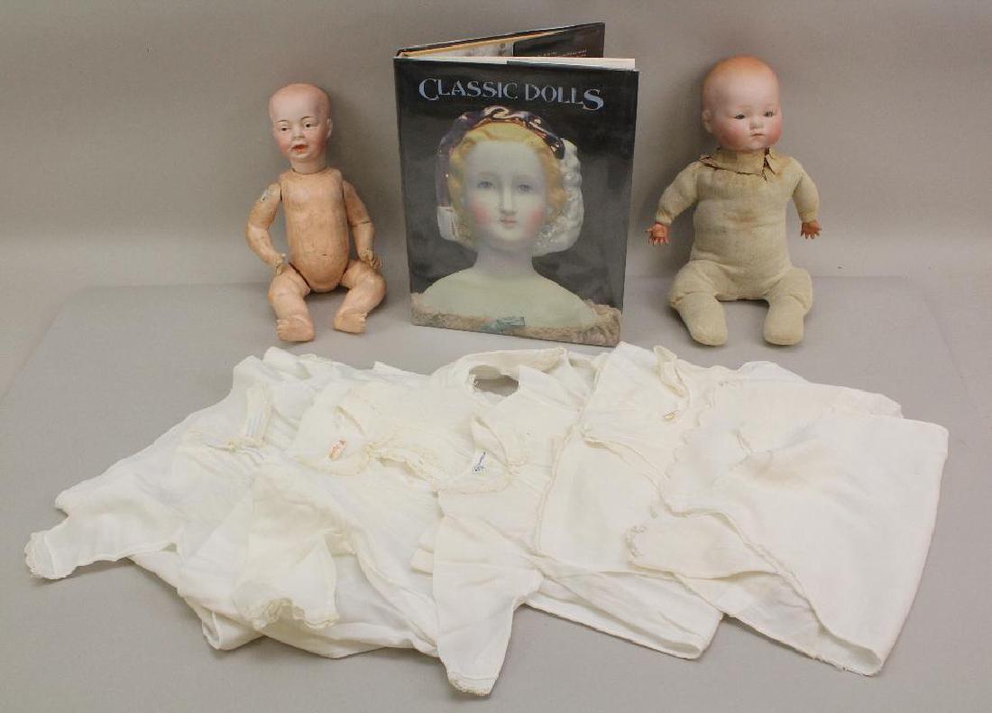 LOT: PAIR OF ANTIQUE BISQUE SOLID DOME HEAD BABY DOLLS; (1 of 5)