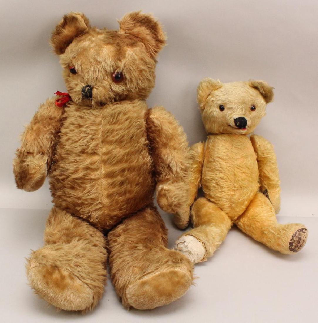 PAIR OF LARGE ANTIQUE TEDDY BEARS. (1 of 6)