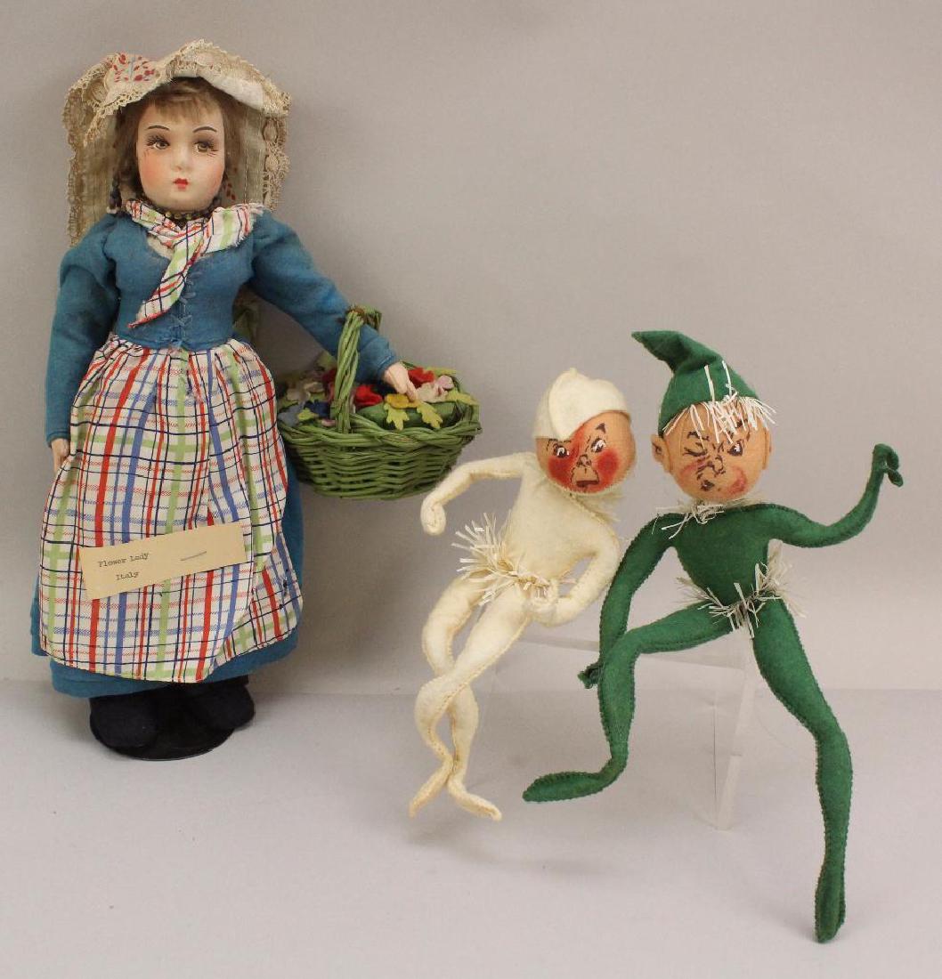 LOT: 12" ITALIAN FELT LENCI TYPE DOLL AND PAIR OF EARLY (1 of 3)