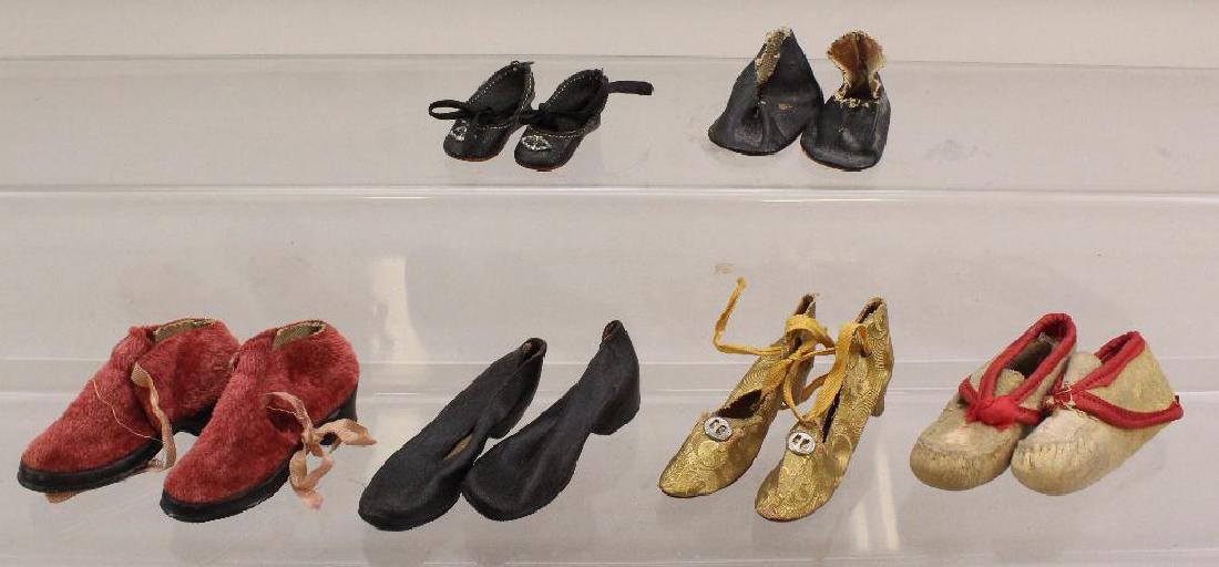LOT OF (6) PRS. ANTIQUE DOLL SHOES. (1 of 1)