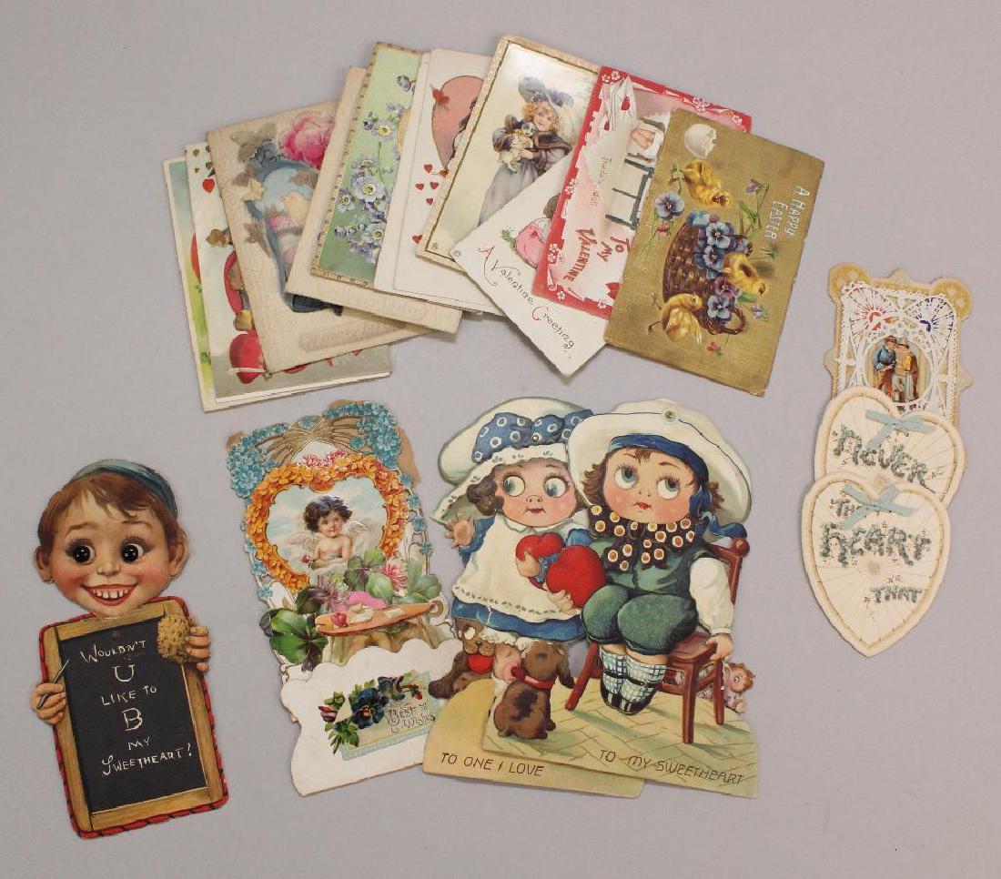 LOT OF VINTAGE HOLIDAY CARDS, MOSTLY VALENTINES. (1 of 3)