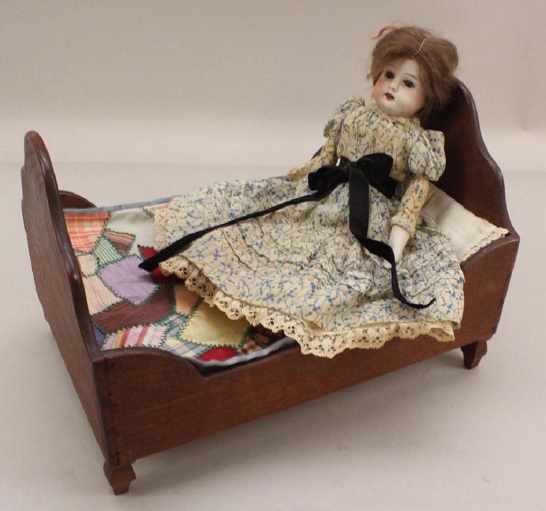 LOT: 10 1/2" AM 3700 AND WOODEN DOLL BED MADE IN 1870 (1 of 4)