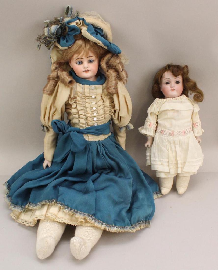 PAIR OF ANTIQUE BISQUE SHOULDER HEAD DOLLS:  10 1/2" (1 of 3)