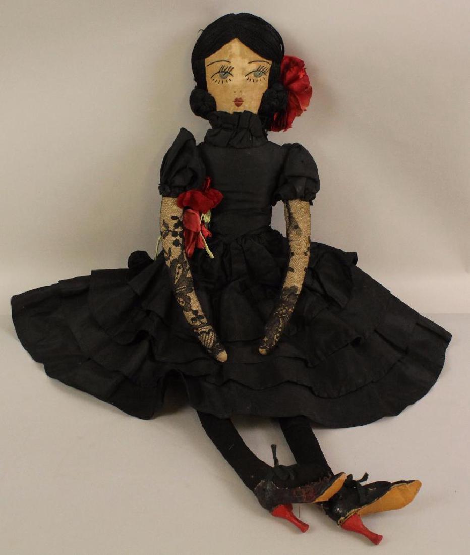 26" ALL ORIGINAL ANTIQUE CLOTH BOUDOIR DOLL DRESSED IN (1 of 4)