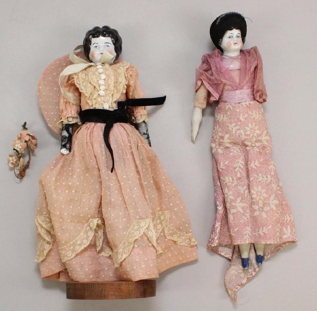 PAIR OF ALL ORIGINAL 12" CHINA LOWBROW DOLLS. (1 of 2)