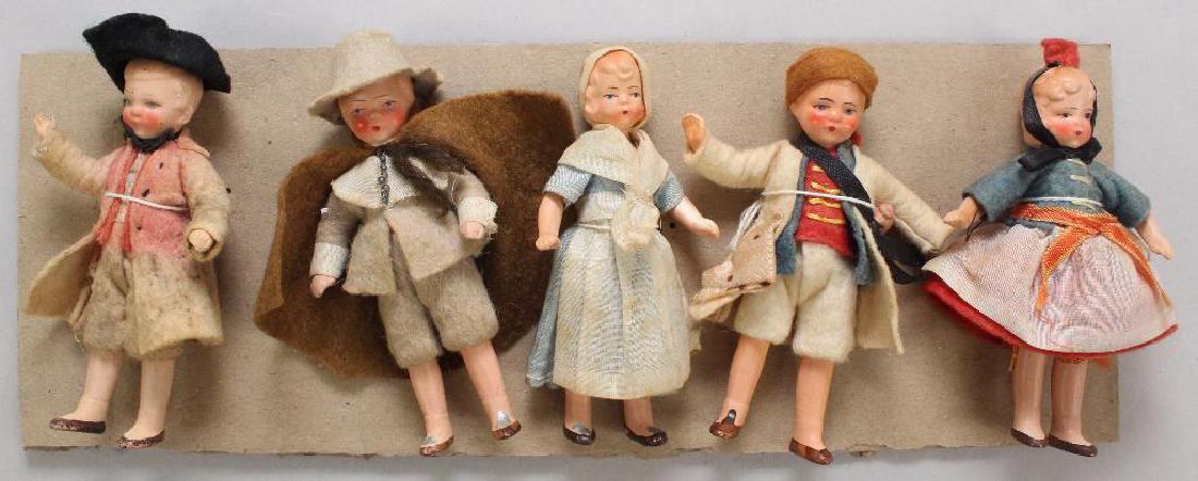 LOT OF (5) ALL ORIGINAL 3 3/4"  GERMAN PAINTED BISQUE (1 of 1)