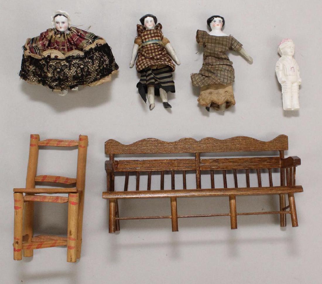 LOT: (3) SMALL CHINA DOLLS, CHALK, (2) PCS. OF (1 of 3)
