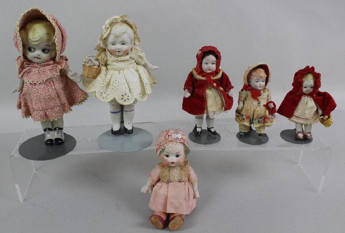 LOT OF (6) ALL BISQUE DOLLS WITH PAINTED EYES: (5) (1 of 4)