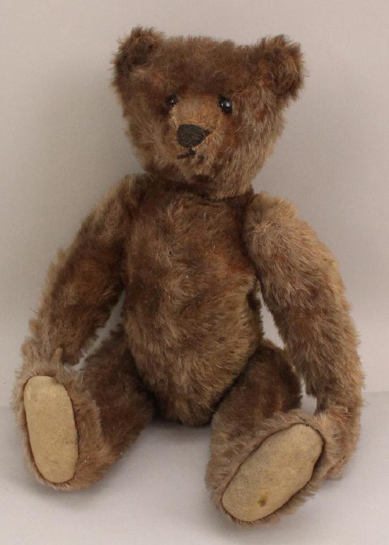 12" UNMARKED ANTIQUE MOHAIR BEAR. (1 of 3)