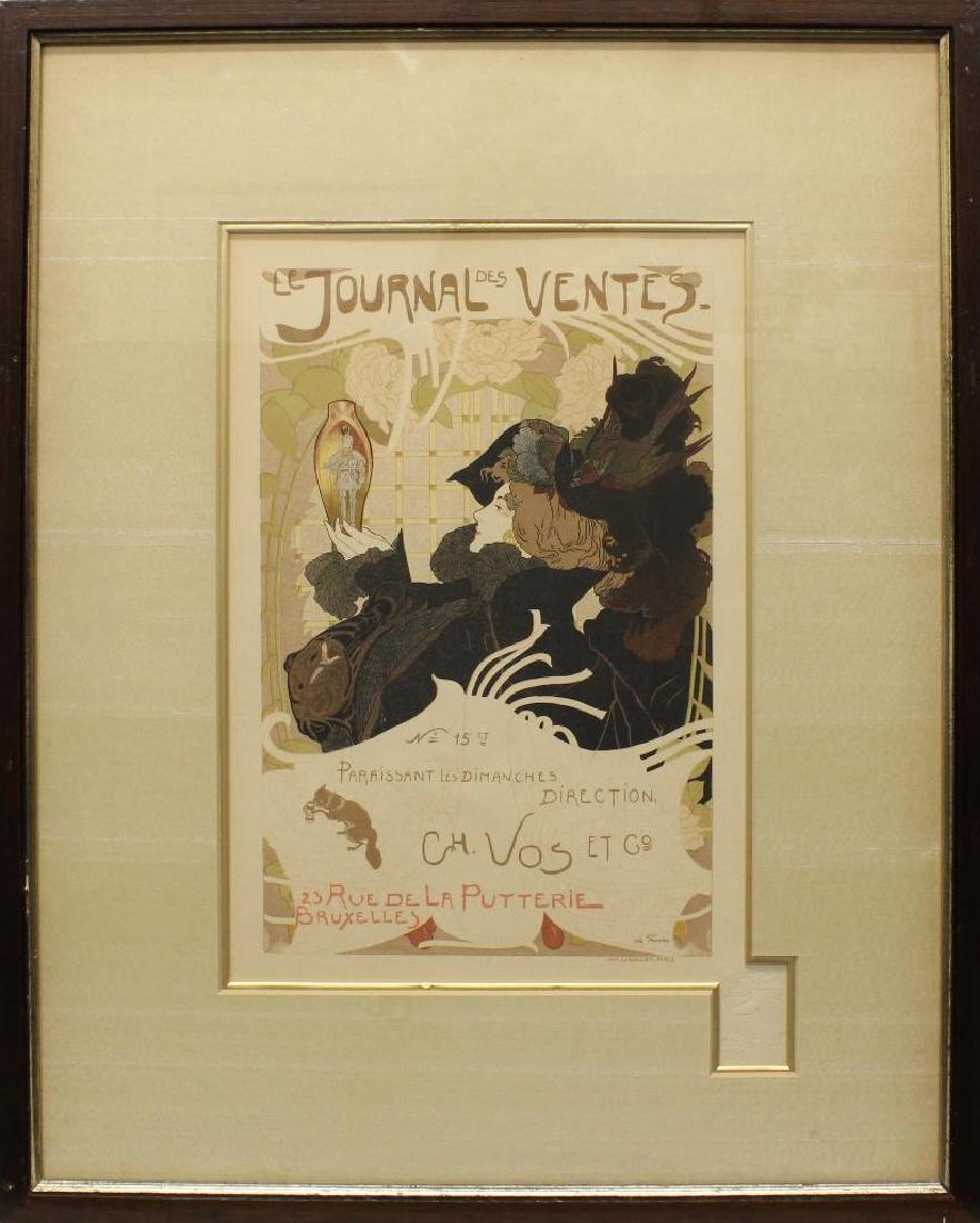 Georges de Feure (1868-1943, Dutch) Le Journal des: Color lithograph. Embossed stamp at lower right of image. 12.75"h x 9"w