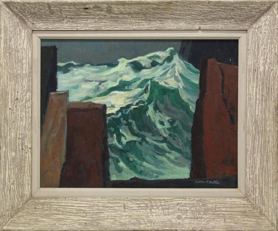 Antonio Martino (1902-1988 California/ Pennsylvania): Oil on artist board. Signed "Antonio P Martino" in lower right. Less then .25" paint loss in upper right corner. 15"h x 19.5"w