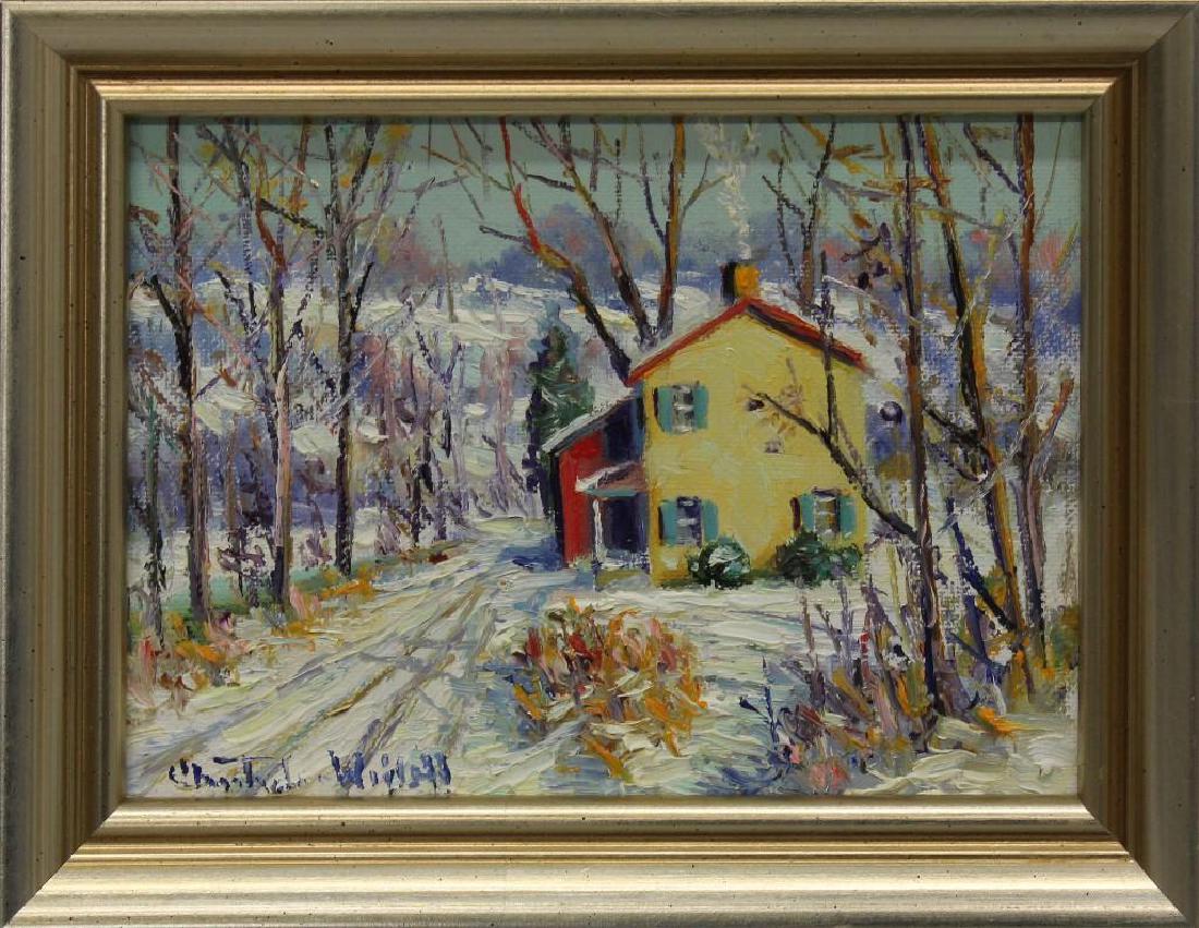 Christopher Willett (b. 1959, Pennsylvania) Yellow: Oil on board. Signed "Christopher Willett" in lower left. 5"h x 7"w
