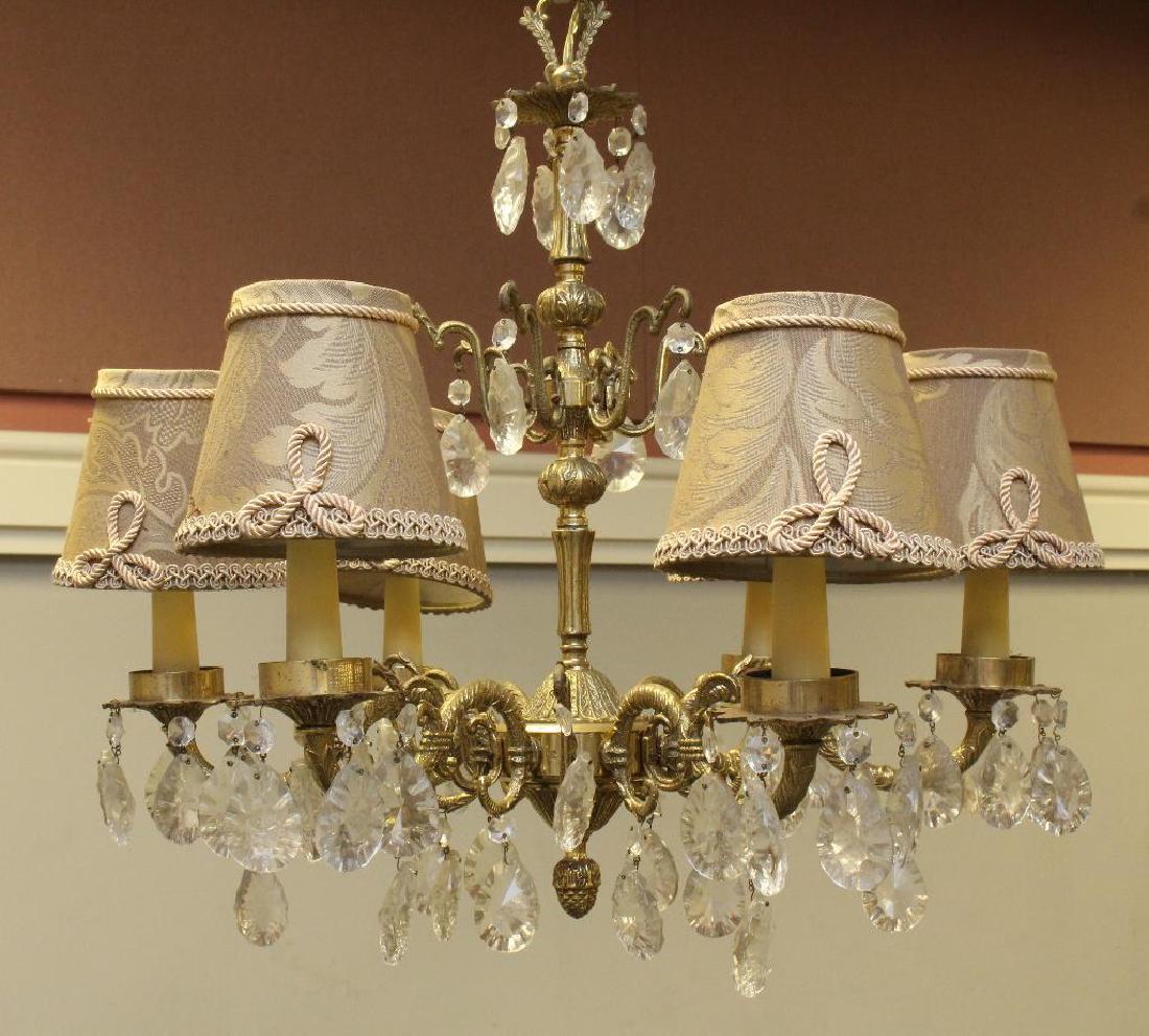 Brass Six Arm Chandelier (1 of 4)