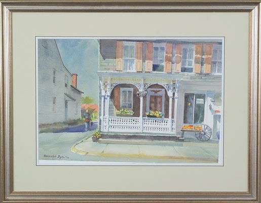 Ranulph Bye: "House on the Corner" February 25, 2002, watercolor, 13" x 19". Artist: American, 1916-2003.