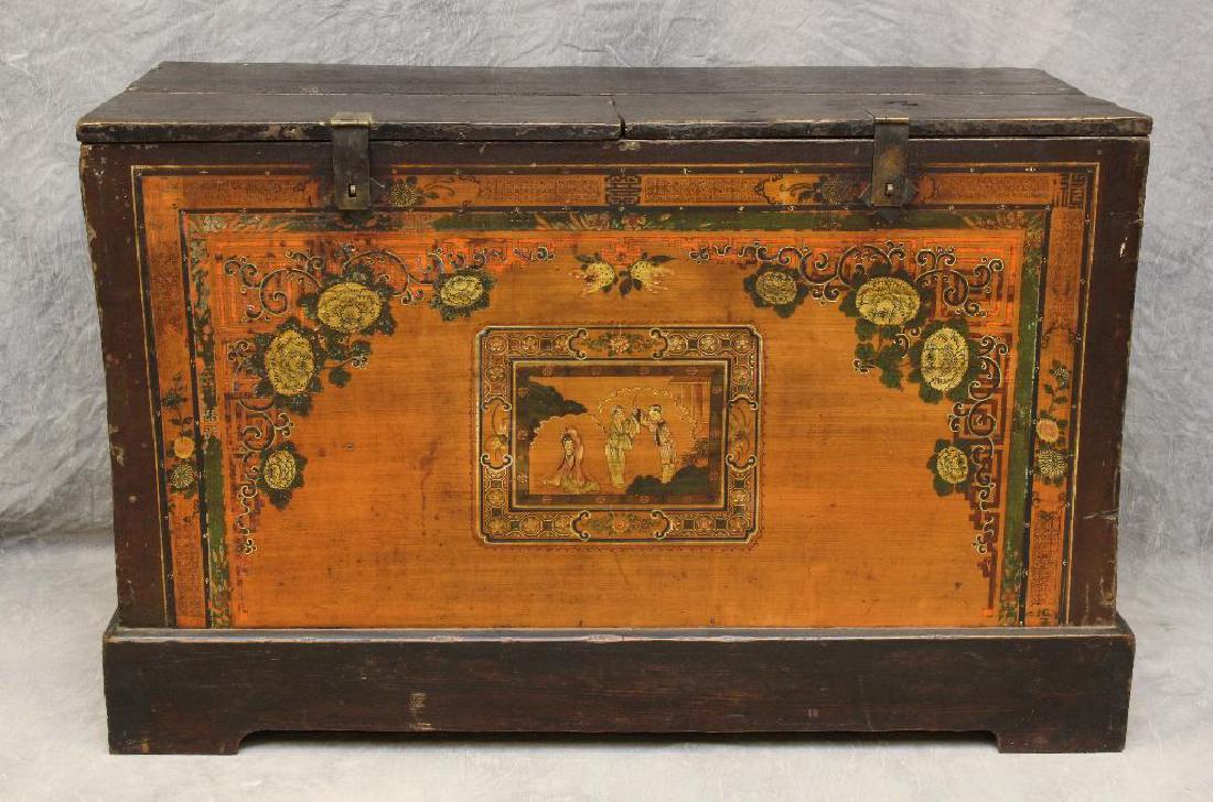 Paint Decorated Asian Blanket Chest (1 of 8)